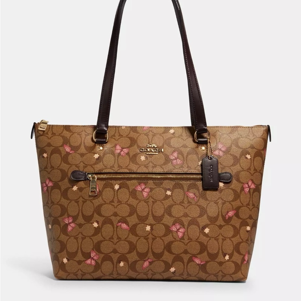 Coach butterfly Brown and Pink Signature Tote Bag